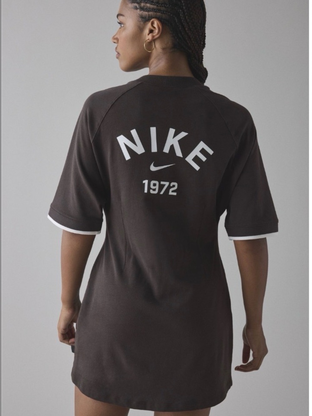 Nike Brown Short Sleeve Tee Dress with White Trim